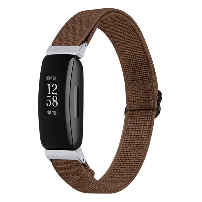 fb.ny32.2 Main Brown StrapsCo Elastic Nylon Watch Band Strap for Fitbit Inspire 2