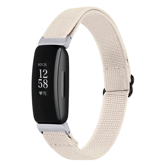fb.y32.17 Main Ecru StrapsCo Elastic Nylon Watch Band Strap for Fitbit Inspire 2