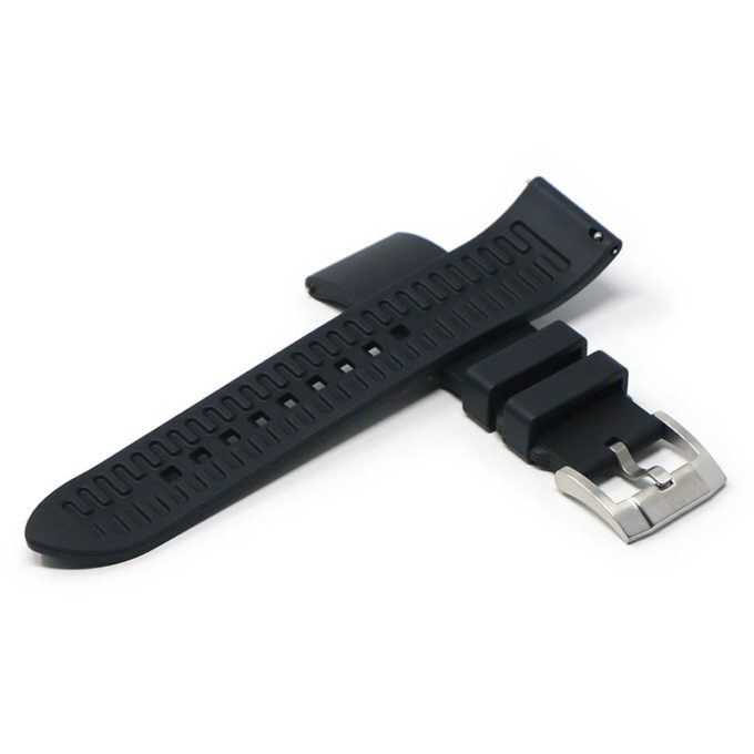 fk2.1.bs Cross Black DASSARI Smooth FKM Rubber Quick Release Watch Strap with Brushed Silver Buckle