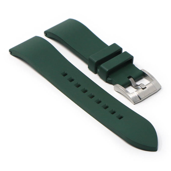 fk2.11.bs Angle Green DASSARI Smooth FKM Rubber Quick Release Watch Strap with Brushed Silver Buckle