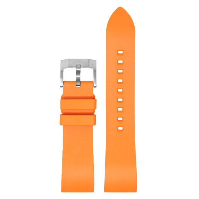 fk2.12.bs Main Orange DASSARI Smooth FKM Rubber Quick Release Watch Strap with Brushed Silver Buckle
