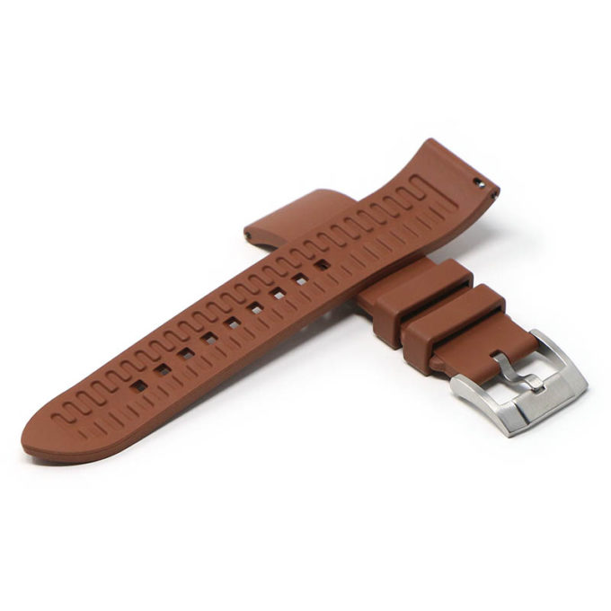 fk2.2.bs Cross Brown DASSARI Smooth FKM Rubber Quick Release Watch Strap with Brushed Silver Buckle