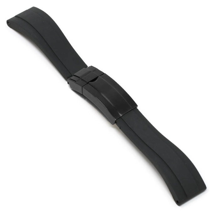 r.rx3 .1.mb Angle Black Black Clasp StrapsCo Silicone Rubber Replacement Watch Band Strap For Rolex With Straight Ends