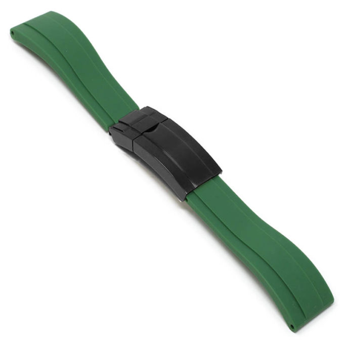 r.rx3 .11.mb Angle Green Black Clasp StrapsCo Silicone Rubber Replacement Watch Band Strap For Rolex With Straight Ends