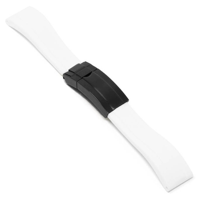 r.rx3 .22.mb Angle White Black Clasp StrapsCo Silicone Rubber Replacement Watch Band Strap For Rolex With Straight Ends