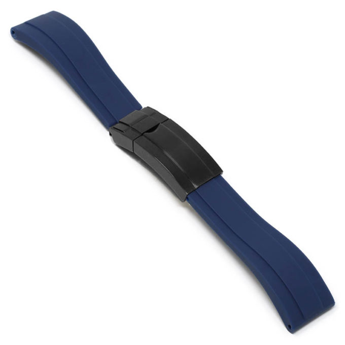 r.rx3 .5.mb Angle Blue Black Clasp StrapsCo Silicone Rubber Replacement Watch Band Strap For Rolex With Straight Ends