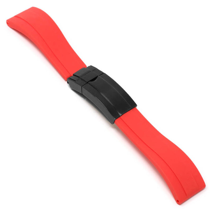 r.rx3 .6.mb Angle Red Black Clasp StrapsCo Silicone Rubber Replacement Watch Band Strap For Rolex With Straight Ends