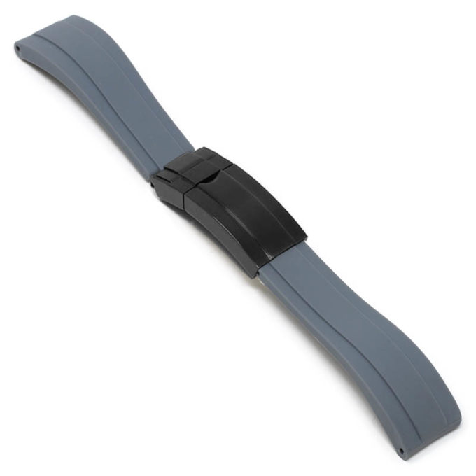 r.rx3 .7.mb Angle Grey Black Clasp StrapsCo Silicone Rubber Replacement Watch Band Strap For Rolex With Straight Ends