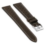 ra9.2 Angle Dark Brown DASSARI Distressed Perforated Racing Watch Band Strap 18mm 19mm 20mm 21mm 22mm