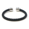 bx7.1.ps Back Black Silver Skulls StrapsCo Braided Black Leather Bracelet Wristband Bangle with Silver Skulls