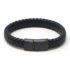 bx8.1.mb Main Black Matte Black Clasp StrapsCo Wide Plaited Black Leather Bracelet Wristband with Matte Black Clasp