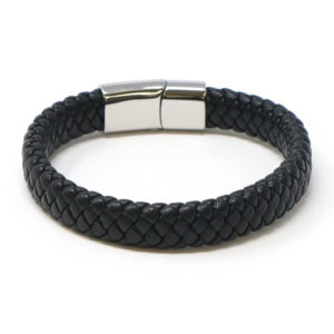 Wide Plaited Leather Bracelet with Silver Clasp | StrapsCo