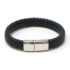 bx8.1.ps Main Black Silver Clasp StrapsCo Wide Plaited Black Leather Bracelet Wristband Bangle with Silver Clasp