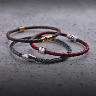 Bx9 Creative StrapsCo Thin Two Tone Braided Bracelet Wristband Bangle With Clasp