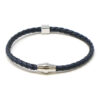 bx9.1.5.ps Main Black Dark Navy Silver Clasp StrapsCo Thin Two Tone Braided Bracelet Wristband Bangle with Silver Clasp