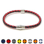 bx9.1.6.ps Gallery Black Red Silver Clasp StrapsCo Thin Two Tone Braided Bracelet Wristband Bangle with Silver Clasp