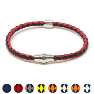 bx9.1.6.ps Gallery Black Red Silver Clasp StrapsCo Thin Two Tone Braided Bracelet Wristband Bangle with Silver Clasp