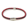 bx9.1.6.ps Main Black Red Silver Clasp StrapsCo Thin Two Tone Braided Bracelet Wristband Bangle with Silver Clasp