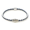 bx9.5.22.ps Main Dark Navy White Silver Clasp StrapsCo Thin Two Tone Braided Bracelet Wristband Bangle with Silver Clasp