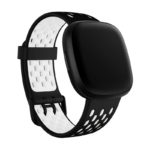 fb.r63.1.22 Main Black White StrapsCo Two Tone Silicone Rubber Sport Watch Band Strap for Fitbit Sense Versa 3