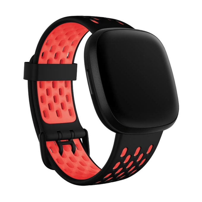 fb.r63.1.6 Main Black Red StrapsCo Two Tone Silicone Rubber Sport Watch Band Strap for Fitbit Sense Versa 3