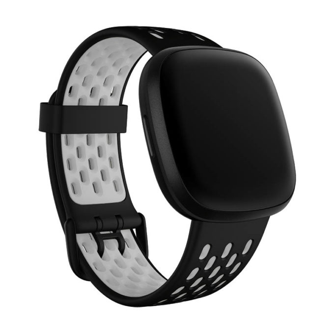 fb.r63.1.7 Main Black Grey StrapsCo Two Tone Silicone Rubber Sport Watch Band Strap for Fitbit Sense Versa 3