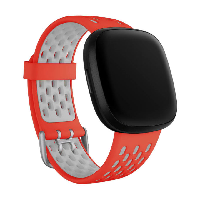 fb.r63.6a.7 Main Coral Grey StrapsCo Two Tone Silicone Rubber Sport Watch Band Strap for Fitbit Sense Versa 3
