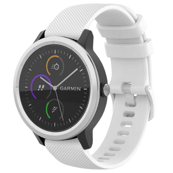 G.r55.22 Main White StrapsCo Silicone Rubber Watch Band Strap For Garmin Vivoactive 3