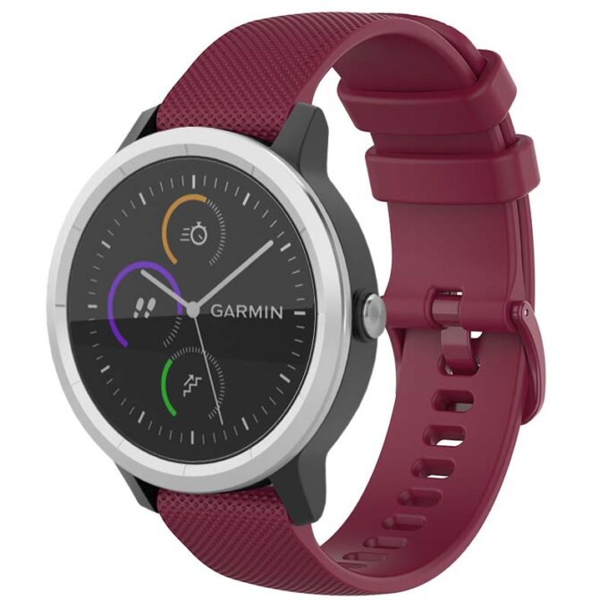 G.r55.6 Main Wine Red StrapsCo Silicone Rubber Watch Band Strap For Garmin Vivoactive 3