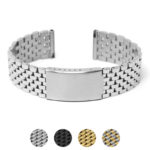 M.bd2.ss Gallery Polished Silver StrapsCo Stainless Steel Vintage Beads Of Rice Bracelet Quick Release Strap 18mm 19mm 20mm 21mm 22mm