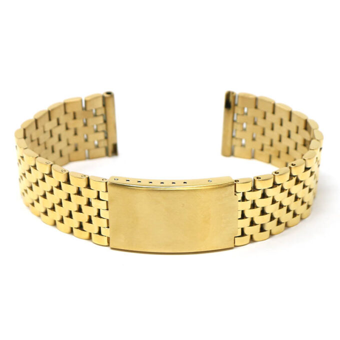 M.bd2.yg Main Yellow Gold StrapsCo Stainless Steel Vintage Beads Of Rice Bracelet Quick Release Strap 18mm 19mm 20mm 21mm 22mm