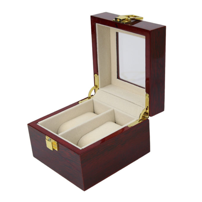 wb1 Angle StrapsCo Windowed Wood Watch Box for 2 Watches