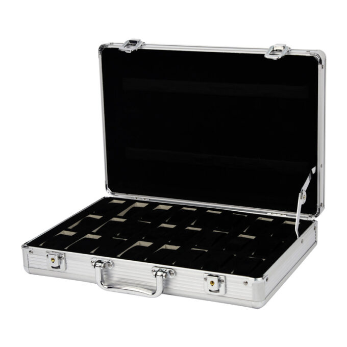 wb22.ss Alt StrapsCo Aluminum Watch Box for 24 Watches