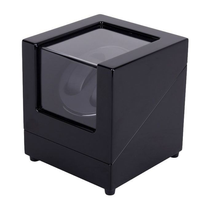 wx23 Angle StrapsCo Piano Black Black Leatherette Winder for 2 Watches
