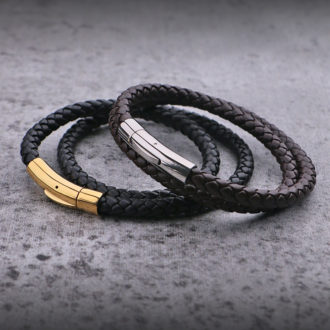 bx11 Creative Pic StrapsCo Leather Bolo Wrap Bracelet Wristband with Silver or Matte Black Clasp