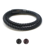 bx11.1.mb Gallery Black StrapsCo Leather Bolo Wrap Bracelet Wristband with Matte Black Clasp