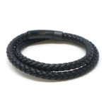 bx11.1.mb Main Black StrapsCo Leather Bolo Wrap Bracelet Wristband with Matte Black Clasp