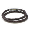 bx11.2.ps Main Brown StrapsCo Leather Bolo Wrap Bracelet Wristband Bangle with Silver Clasp