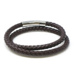 bx11.2.ps Main Brown StrapsCo Leather Bolo Wrap Bracelet Wristband Bangle with Silver Clasp