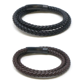 bx11.mb All Color StrapsCo Leather Bolo Wrap Bracelet Wristband with Matte Black Clasp