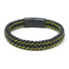 bx14.1.10.mb Back Black Yellow StrapsCo Plaited Two Tone Leather Bracelet with Black Clasp