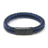 bx14.1.5.mb Main Black Blue StrapsCo Plaited Two Tone Leather Bracelet with Black Clasp