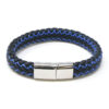 bx14.1.5.ps Main Black Blue StrapsCo Plaited Two Tone Leather Bracelet with Silver Clasp