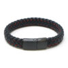bx14.1.6.mb Main Black Red StrapsCo Plaited Two Tone Leather Bracelet with Black Clasp