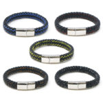 bx14.ps All Color StrapsCo Plaited Two Tone Leather Bracelet with Silver Clasp