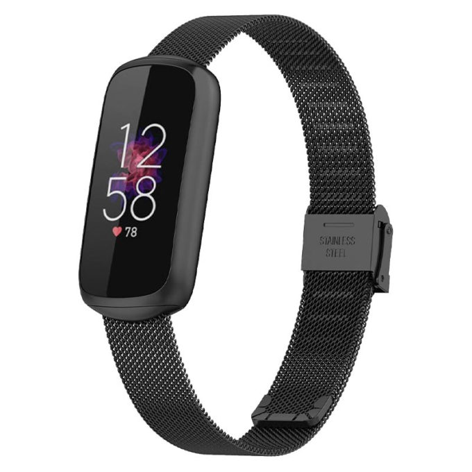 fb.m145.mb Main Black StrapsCo Stainless Steel Mesh Watch Band Strap with Clasp for Fitbit Luxe