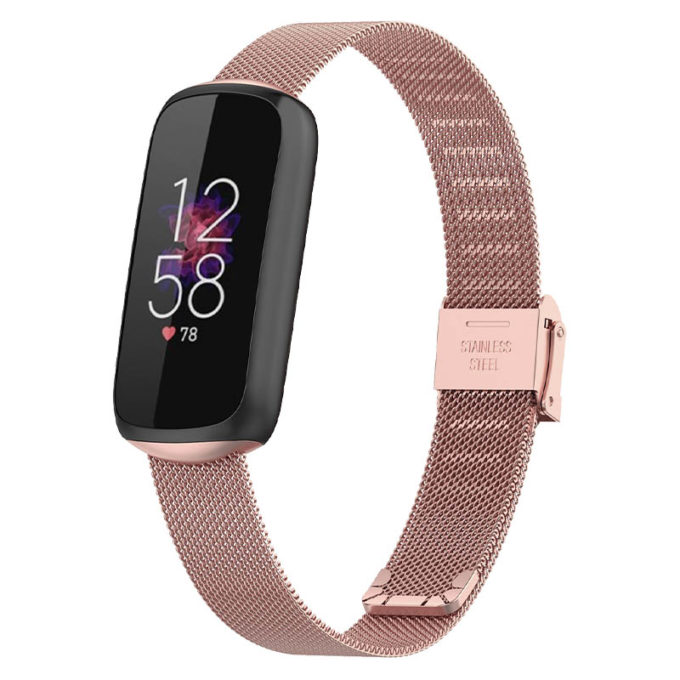 fb.m145.pg Main Pink Gold StrapsCo Stainless Steel Mesh Watch Band Strap with Clasp for Fitbit Luxe