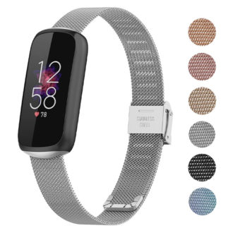 KOREDA Compatible with Fitbit Luxe Bands Sets, 2 Pack Stainless Steel Metal  Band + Mesh Woven Strap Replacement Bracelet Wristband for Fitbit Luxe