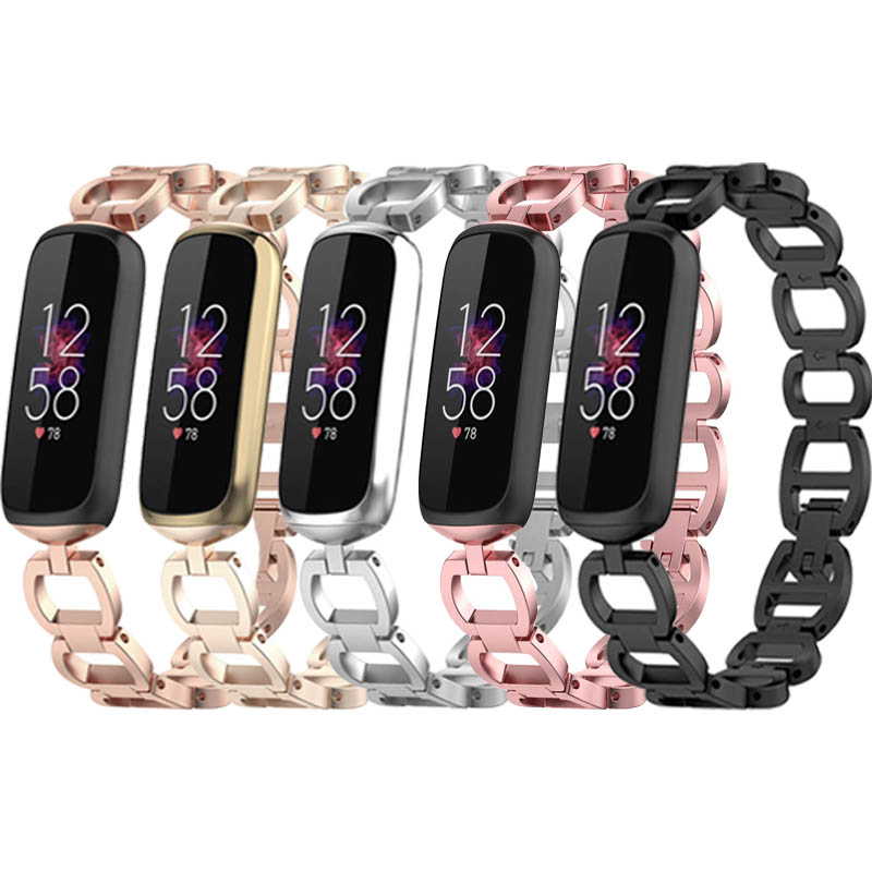 StrapsCo Bracelet de Montre en Cuir Élégant pour Fitbit Luxe 