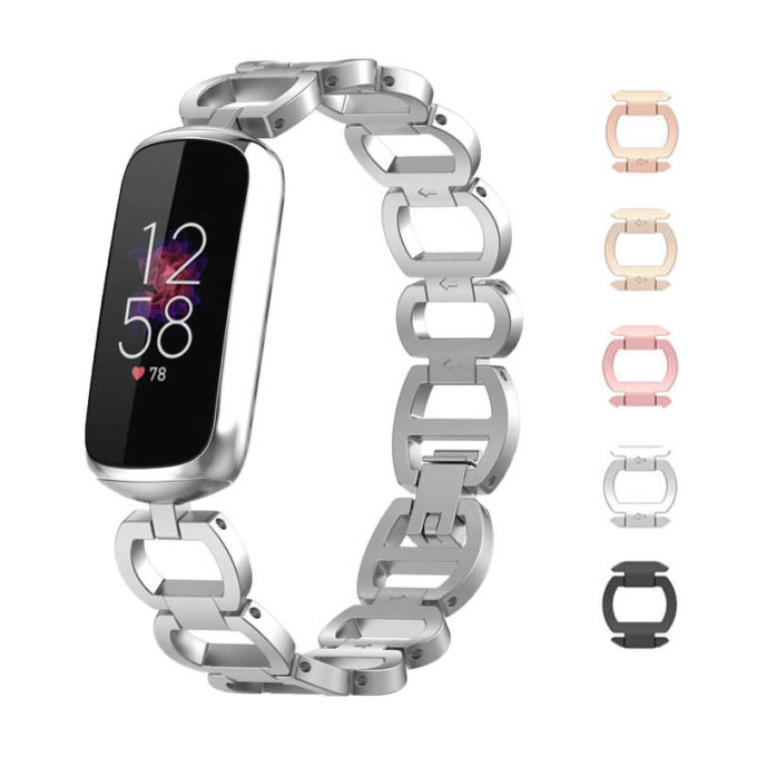 fb.m147.ss Gallery Silver StrapsCo Metal Alloy Link Jewelry Watch Bracelet Band for Fitbit Luxe